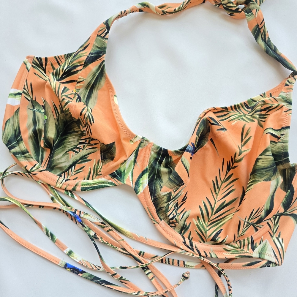 Freya Tropical Print Halter Bikini Top Birds In Paradise Full Figure Bust 34K - Picture 5 of 12